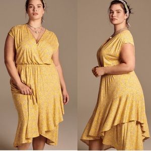 EUC Anthropologie Maeve Fete Yellow midi Dress